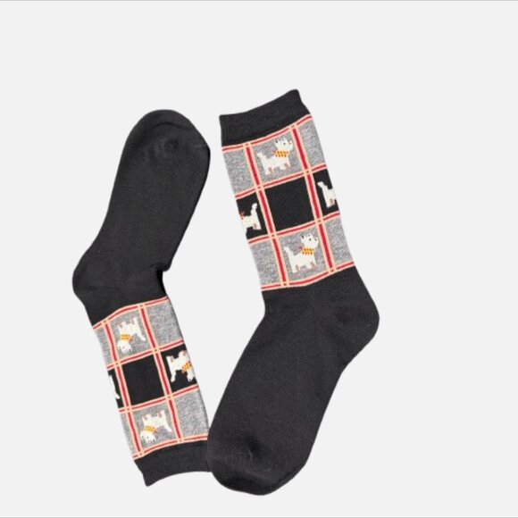 🐾 FUN SCOTTIE DOG PLAID SOCKS | Cozy Novelty Crew Socks Gift Ready! - Picture 1 of 6